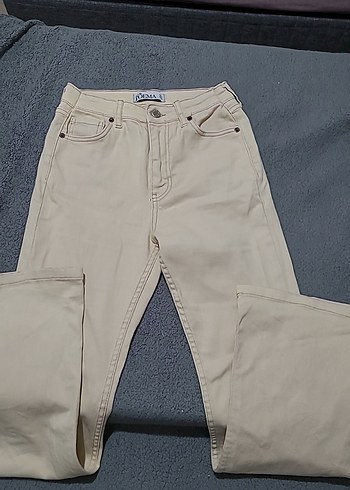 Bej Kadın Denim Pantolon Midi Boy - Görsel 2