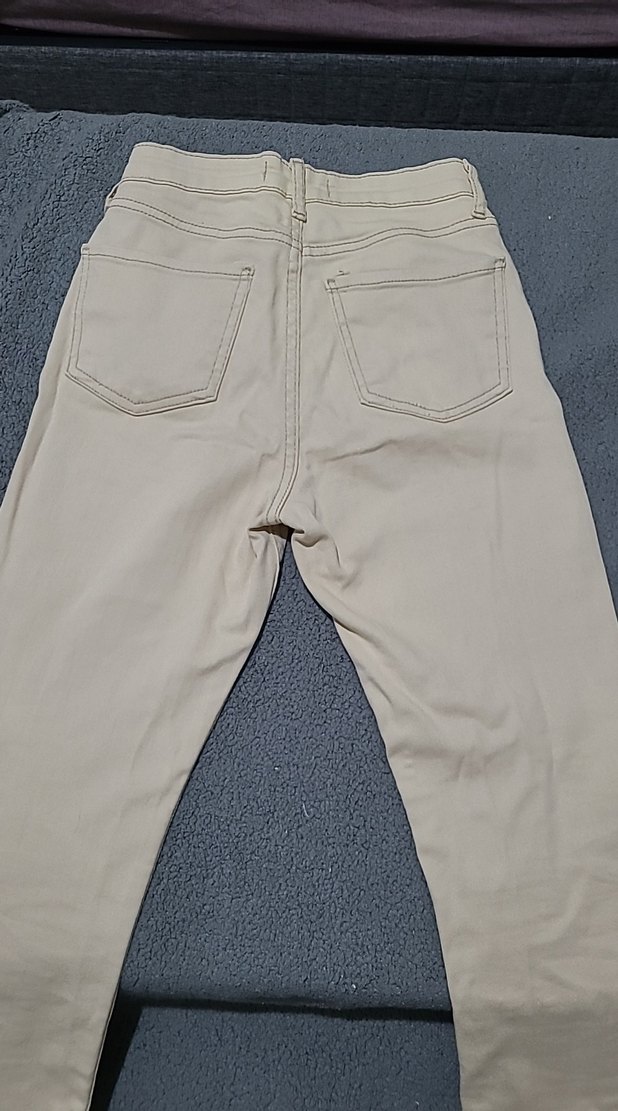 Bej Kadın Denim Pantolon Midi Boy - Görsel 5