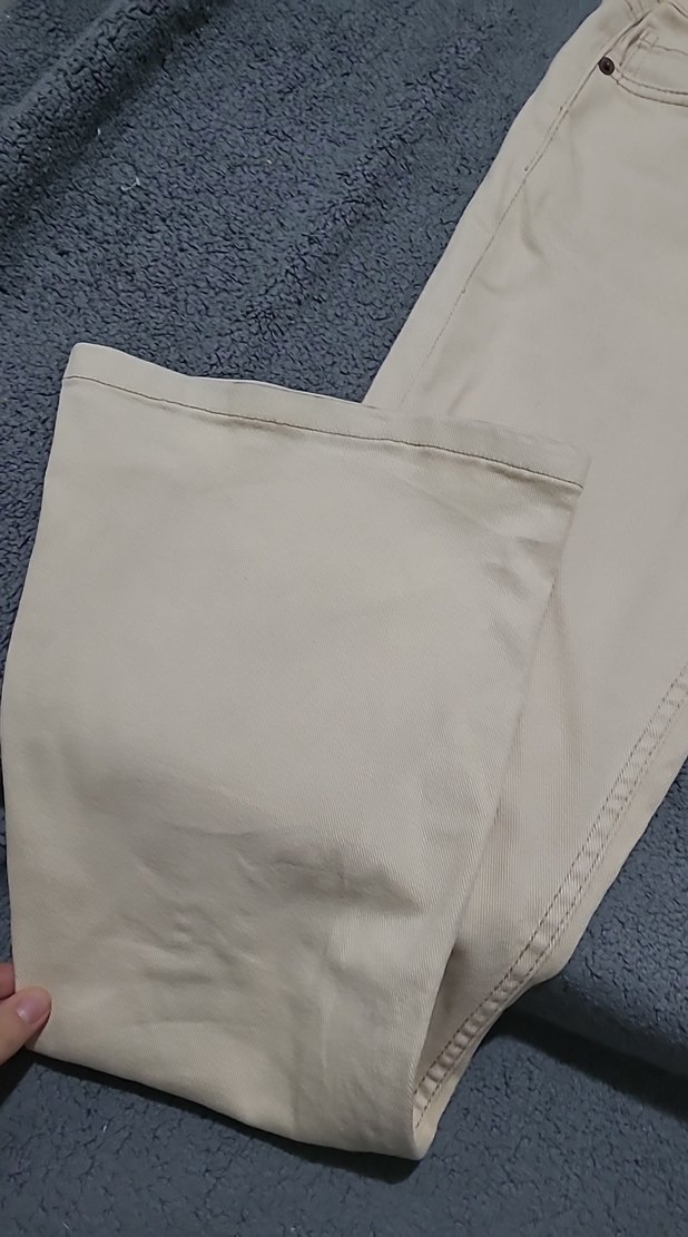 Bej Kadın Denim Pantolon Midi Boy - Görsel 3