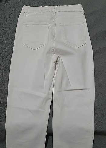 Zara Beyaz Regular Fit Midi Kadın Kot Pantolon - Görsel 5