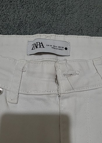 Zara Beyaz Regular Fit Midi Kadın Kot Pantolon - Görsel 4