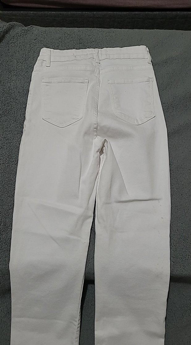 Zara Beyaz Regular Fit Midi Kadın Kot Pantolon - Görsel 5