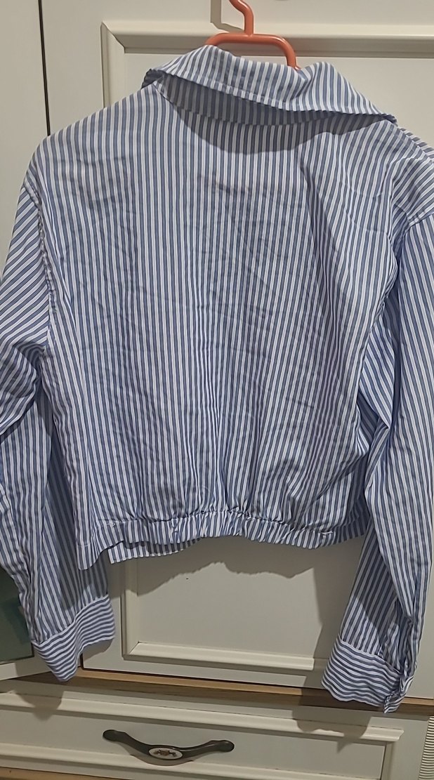 Mavi Çizgili Uzun Kollu Pamuklu Gömlek - Görsel 3