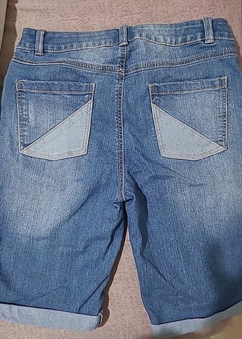 Kadın Mavi Midi Kot Şort - Görsel 2