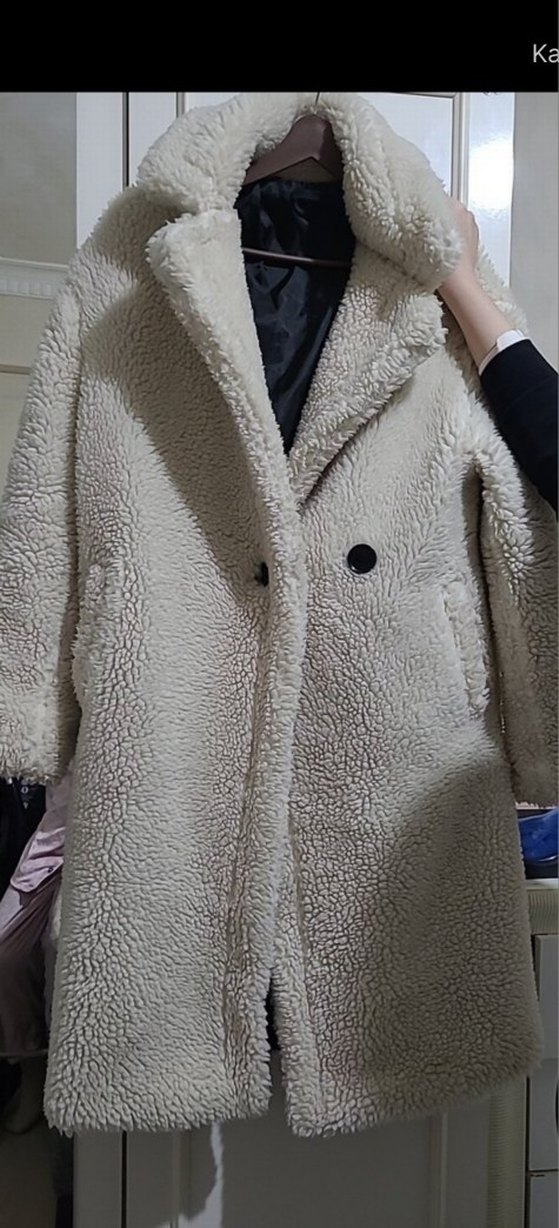 Bej Kadın Midi Peluş Kaban - Görsel 3