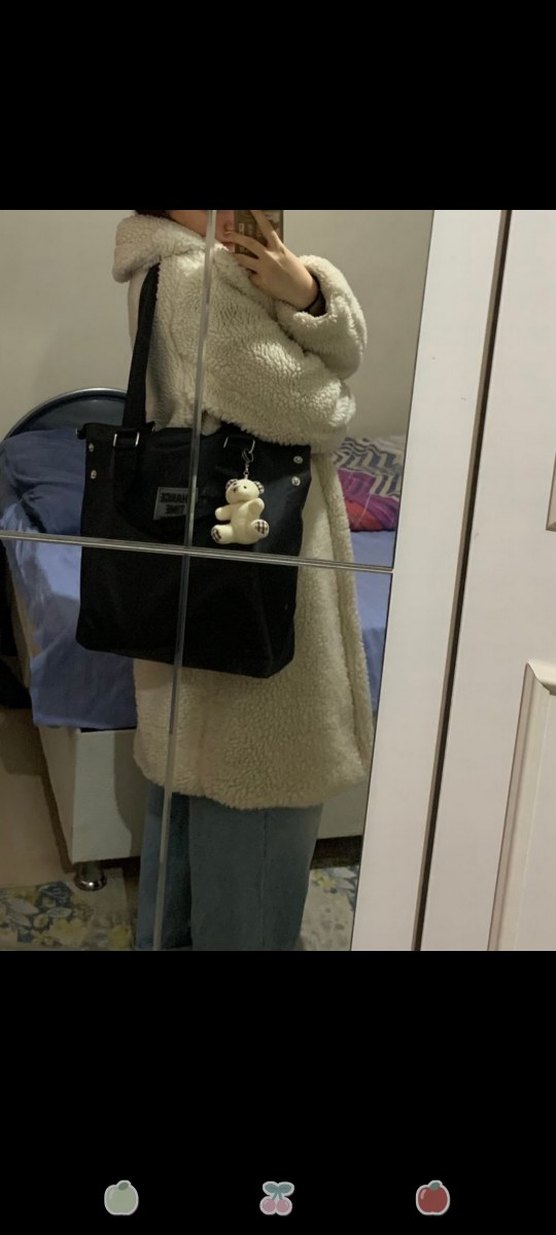 Bej Kadın Midi Peluş Kaban - Görsel 2