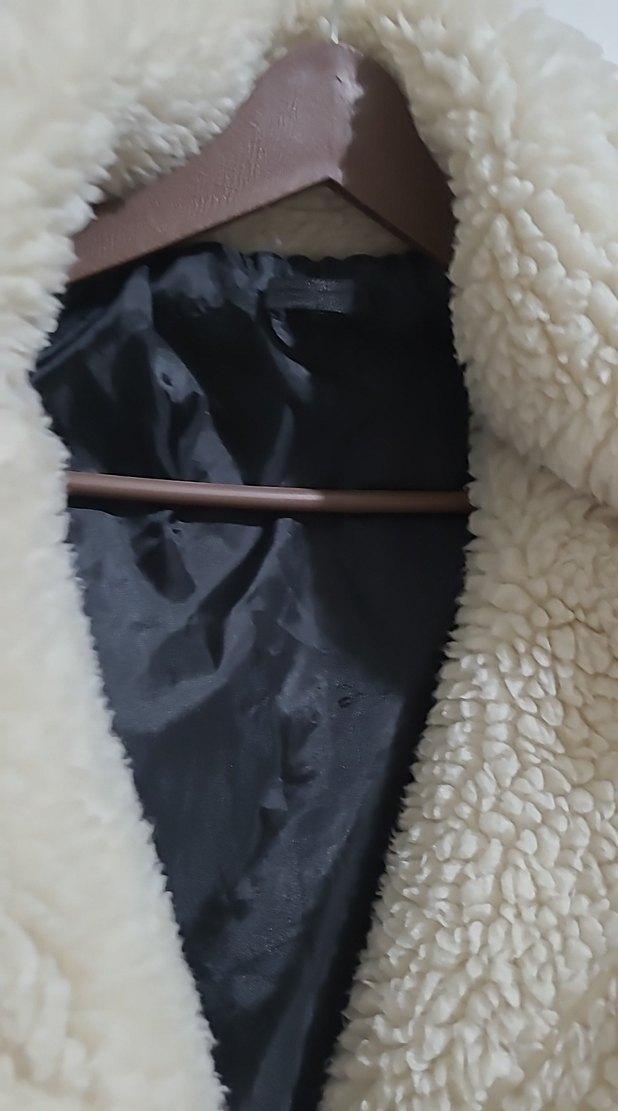 Bej Kadın Midi Peluş Kaban - Görsel 5