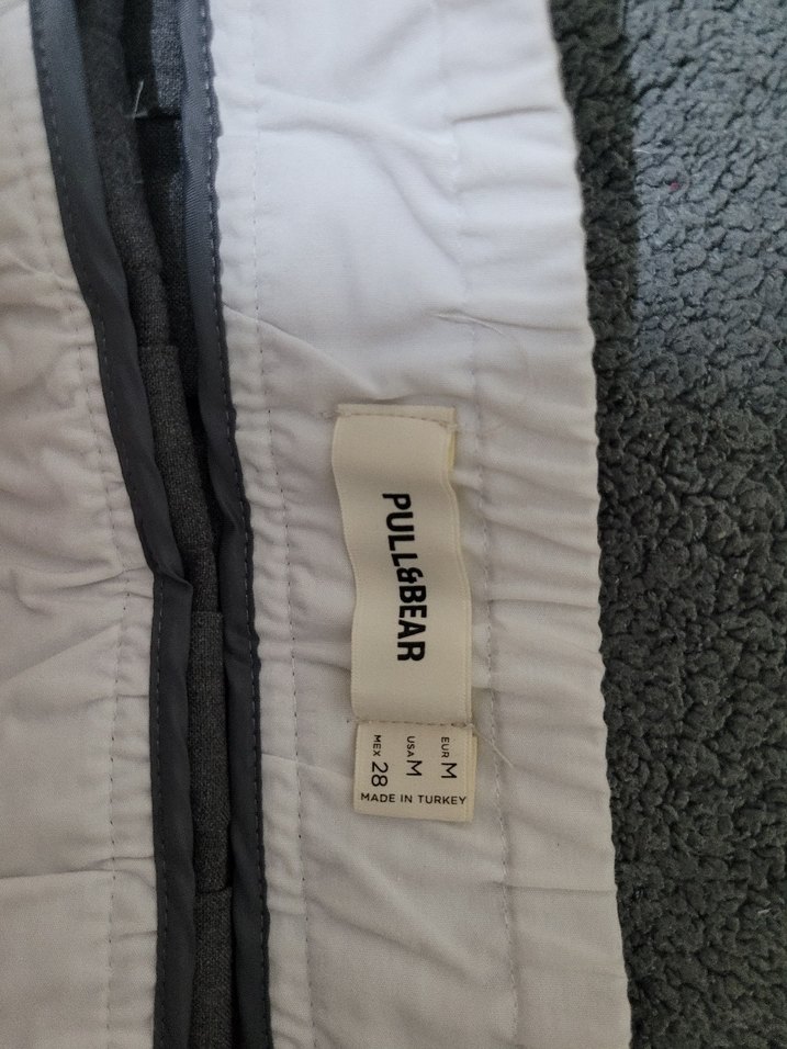 Pull&bear Gri Pilili Midi Mini Etek - Görsel 4