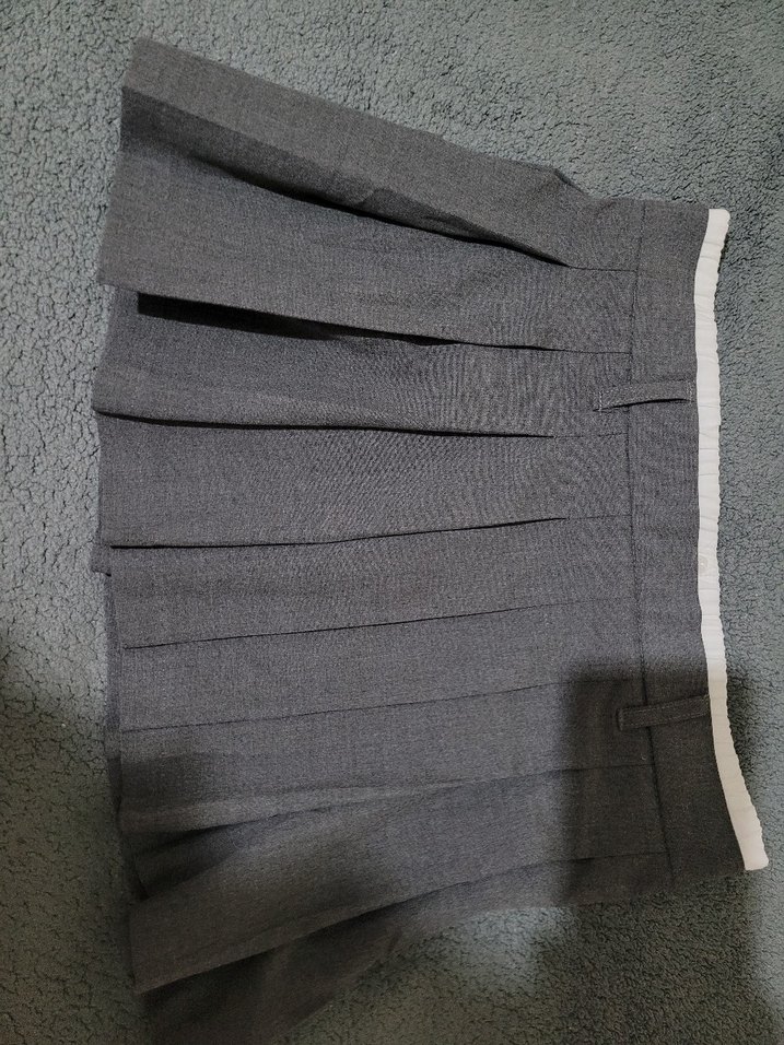 Pull&bear Gri Pilili Midi Mini Etek - Görsel 2
