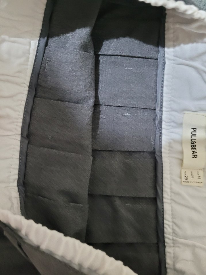 Pull&bear Gri Pilili Midi Mini Etek - Görsel 3