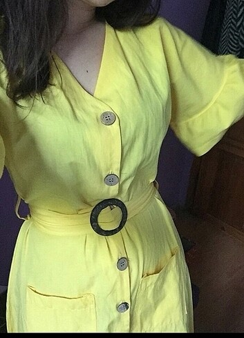 m Beden sarı Renk Elbise