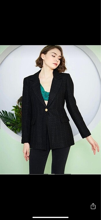 Siyah örgü desenli blazer ceket