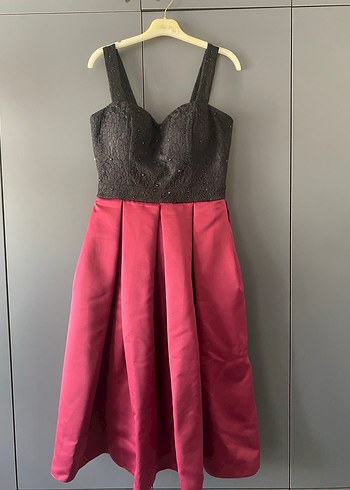 Bordo Pilili midi boy Abiye Elbise