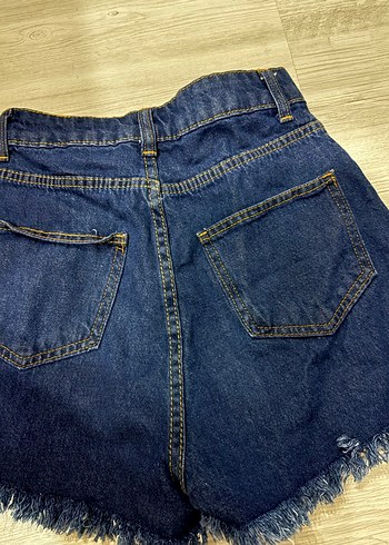 Yüksek bel kot şort - Görsel 4