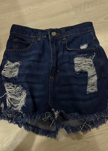 Yüksek bel kot şort - Görsel 3