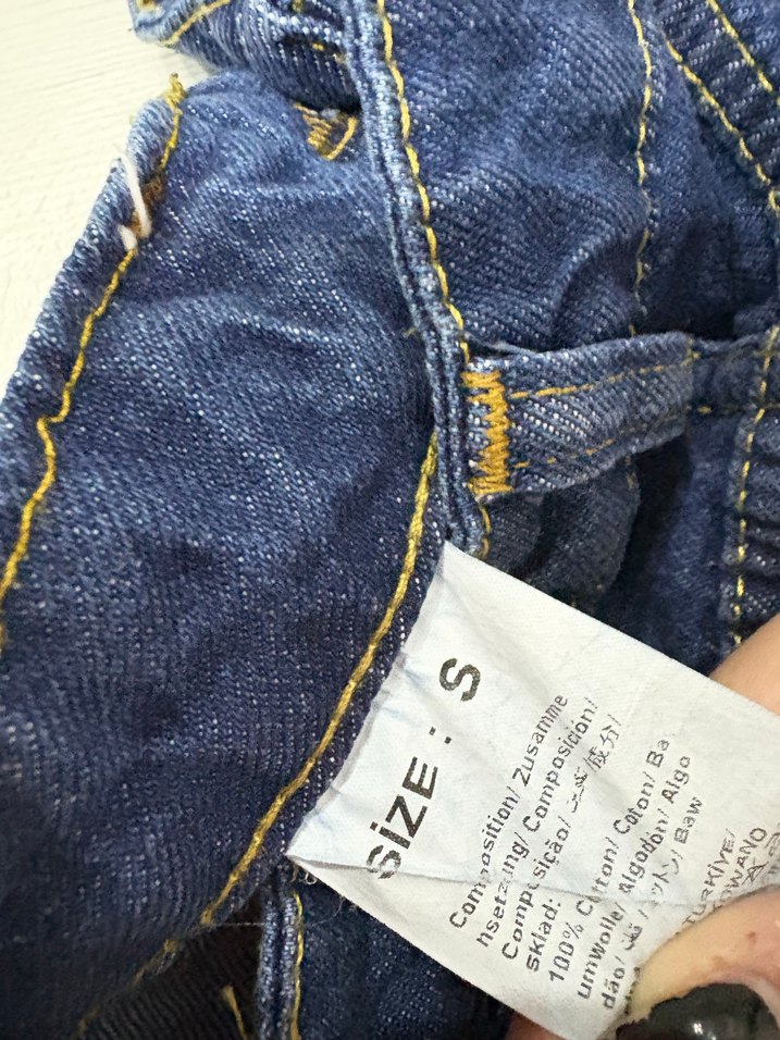 Yüksek bel kot şort - Görsel 5