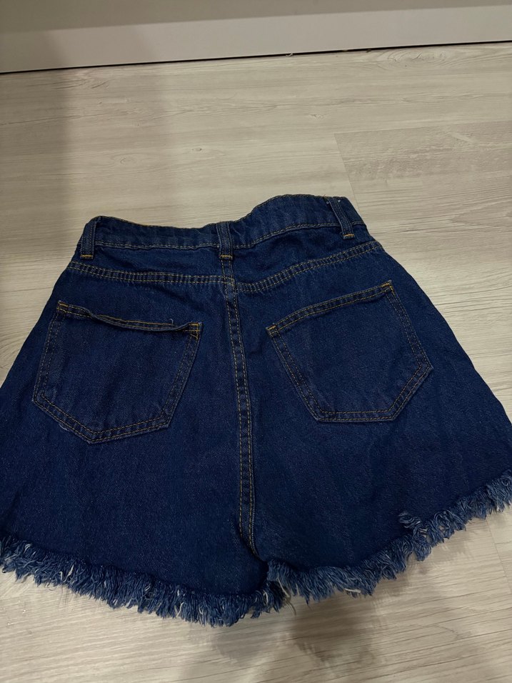 Yüksek bel kot şort - Görsel 2