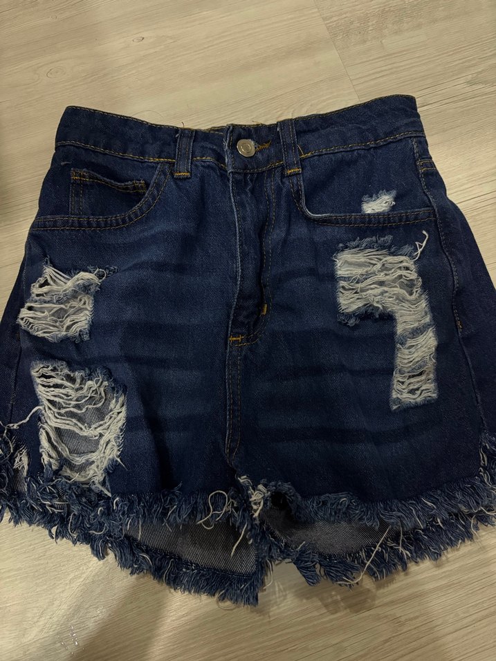 Yüksek bel kot şort - Görsel 3