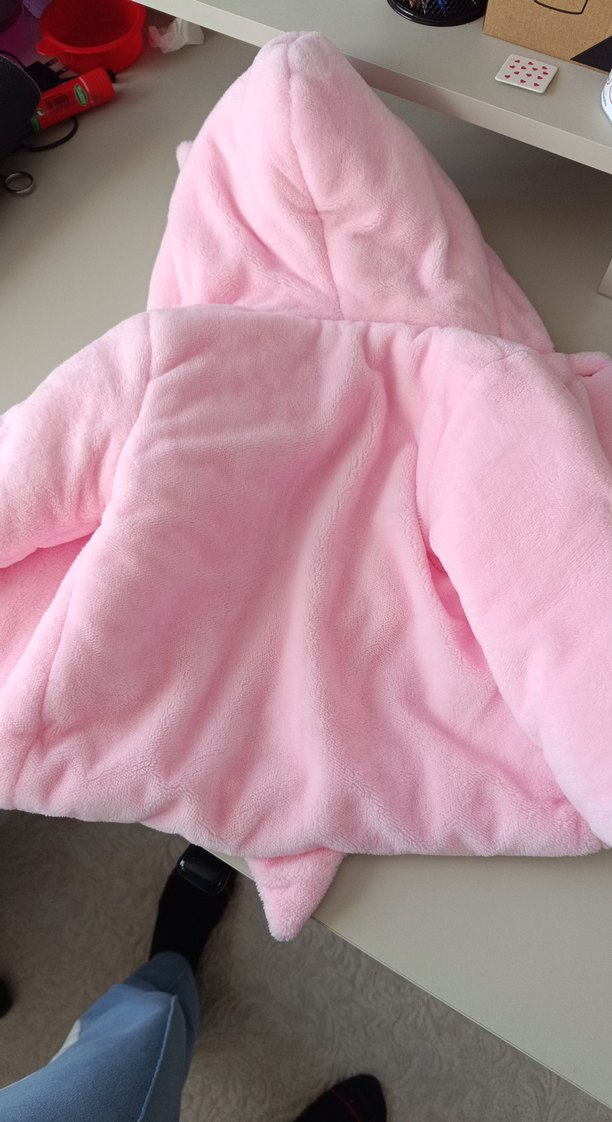 Düğmeli Pembe Bebek mont peluş - Görsel 3