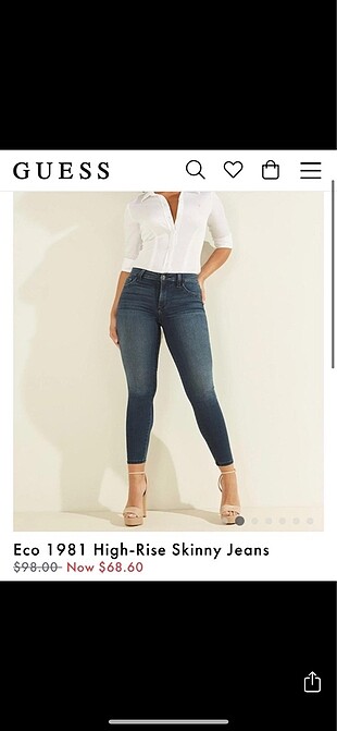 Guess yüksek bel jean pantolon