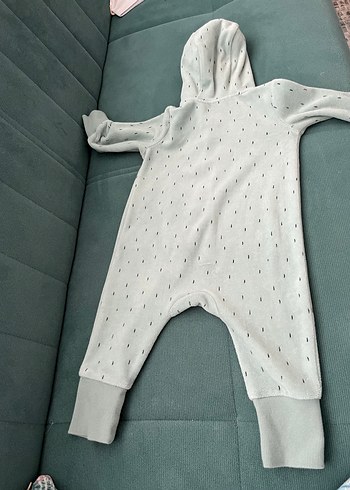 Yeşil Kapüşonlu Fermuarlı Bebek Tulumu - Görsel 3