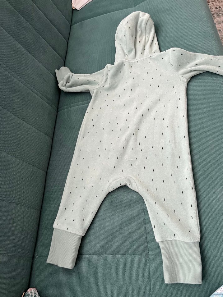 Yeşil Kapüşonlu Fermuarlı Bebek Tulumu - Görsel 3