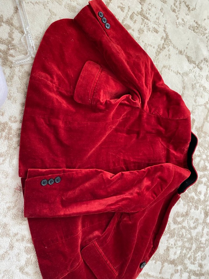 Erkek Çocuk Kırmızı Süet ceket - Görsel 3