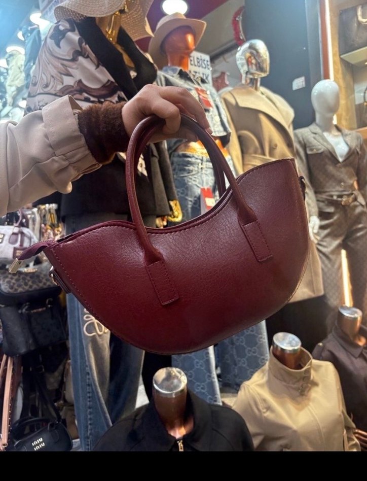 Burgundy Deri Kadın Çanta - Görsel 2