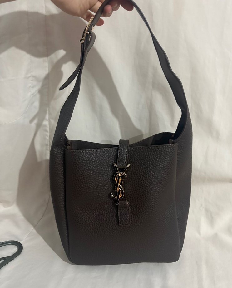 Kahverengi Deri Tokalı Kadın Omuz Çantası - Görsel 2