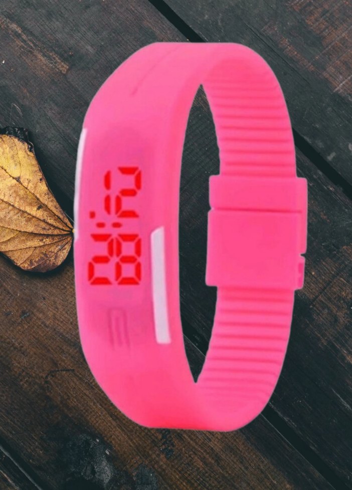 Pembe LED Ekranlı spor kol Saat - Görsel 3