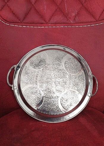 İşlemeli gümüş Parlak Tepsi - Görsel 2