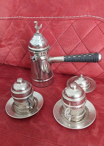 Parlak Gümüş Türk Kahvesi Seti - Görsel 2