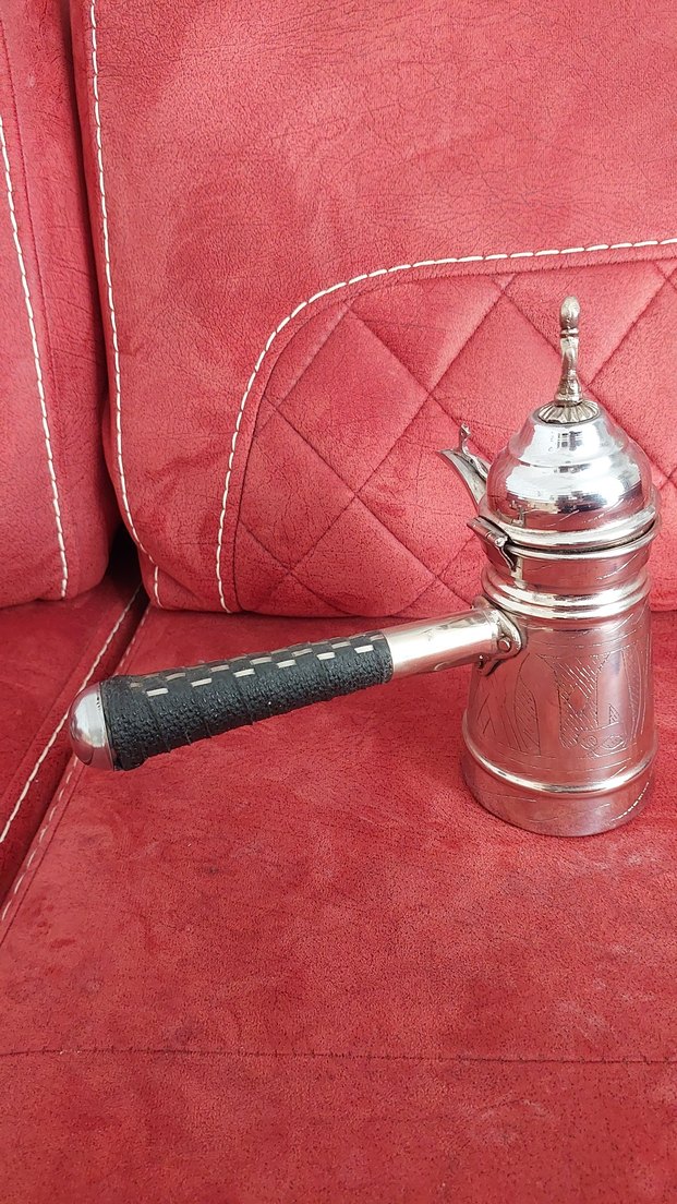 Parlak gümüş kaplama Cezve - Görsel 2