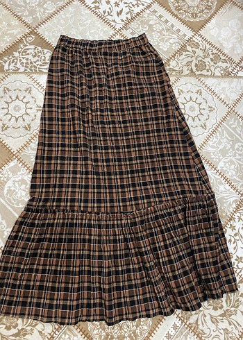 Kadın Ekoseli uzun Etek - Görsel 2