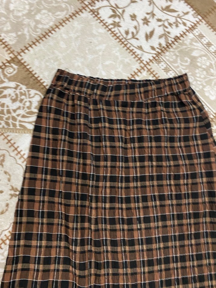 Kadın Ekoseli uzun Etek - Görsel 3