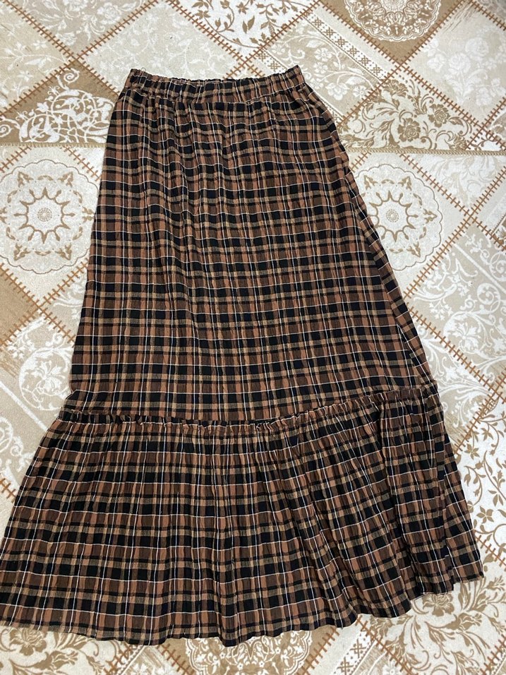 Kadın Ekoseli uzun Etek - Görsel 2