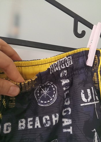 Sarı-Gri Desenli Erkek Mini Şort - Görsel 5