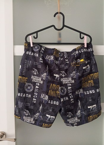 Sarı-Gri Desenli Erkek Mini Şort - Görsel 2