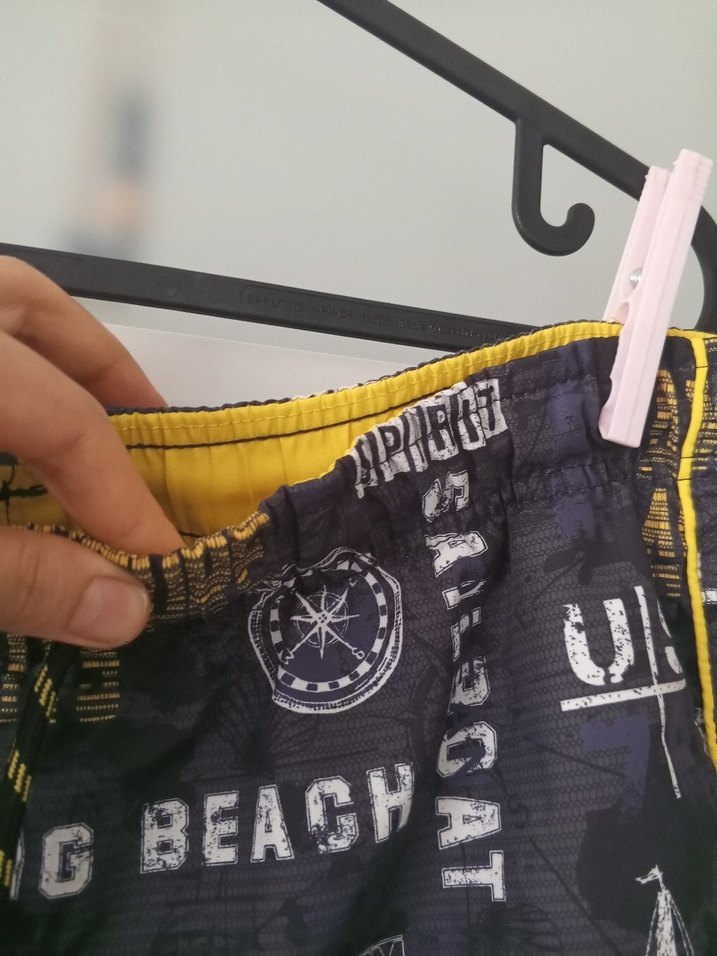 Sarı-Gri Desenli Erkek Mini Şort - Görsel 5