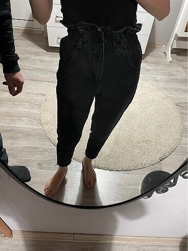 Beli büzgülü füme mom jean