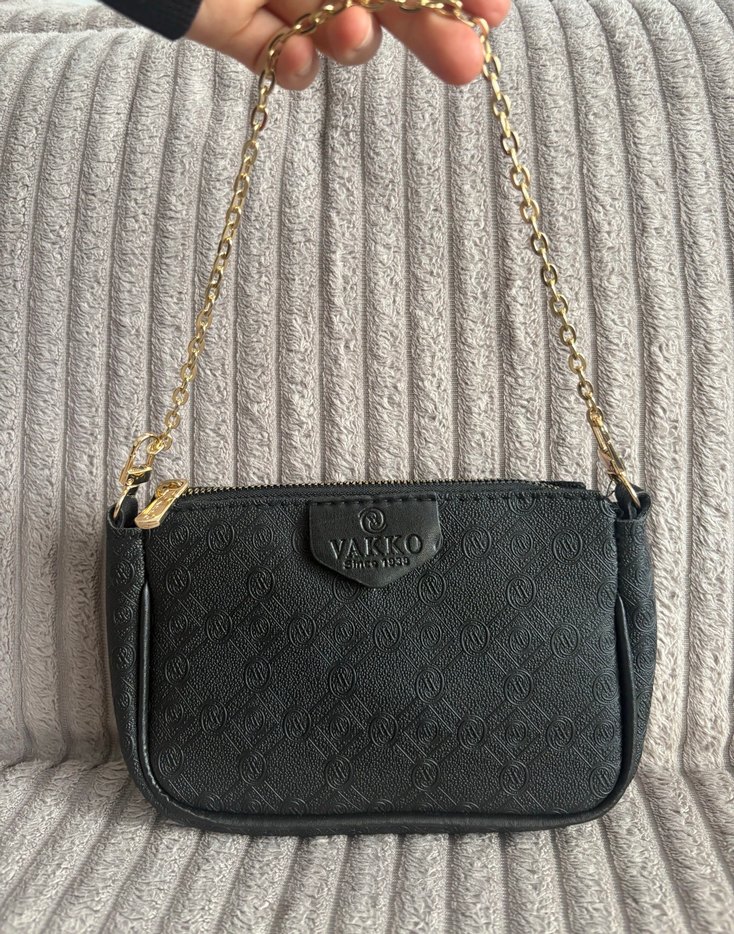 Vakko Zincir Detaylı Siyah Deri Kadın Çapraz Çanta - Görsel 4