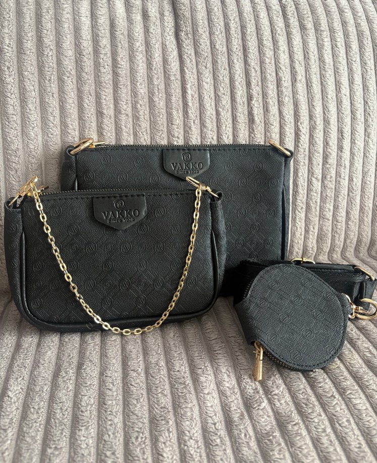 Vakko Zincir Detaylı Siyah Deri Kadın Çapraz Çanta - Görsel 3