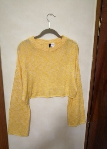 #H&M #Kazak #Crop #Yeni #Sarı #Triko #Salaş