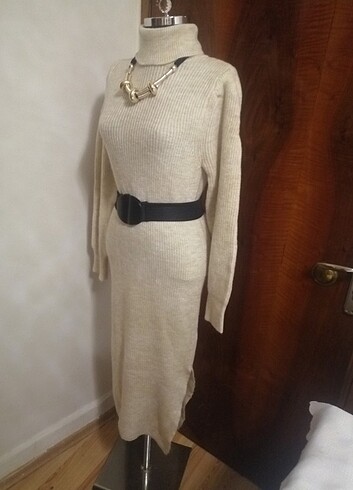 #New #Triko #Yırtmaçlı #Boğazlı #Elbise #Yeni