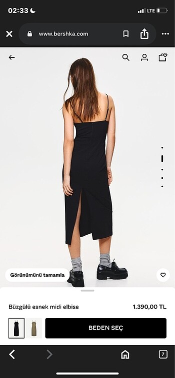 Bershka bershka askılı büzgülü midi elbise