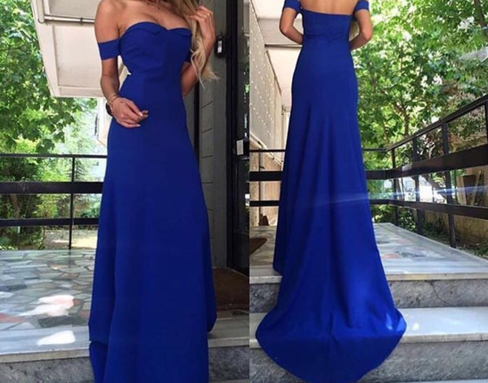 Saks mavisi elbise