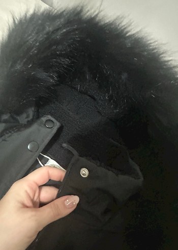 Kürklü Siyah mont - Görsel 6