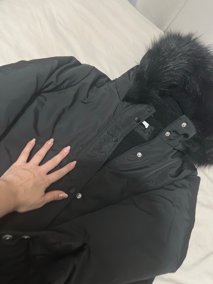 Kürklü Siyah mont - Görsel 2