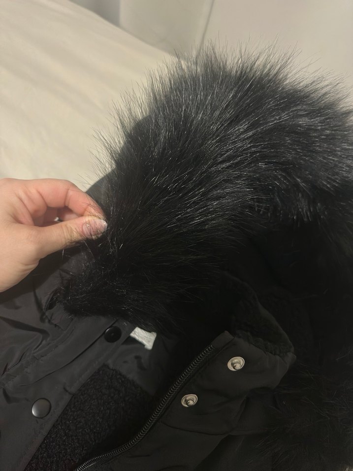 Kürklü Siyah mont - Görsel 5