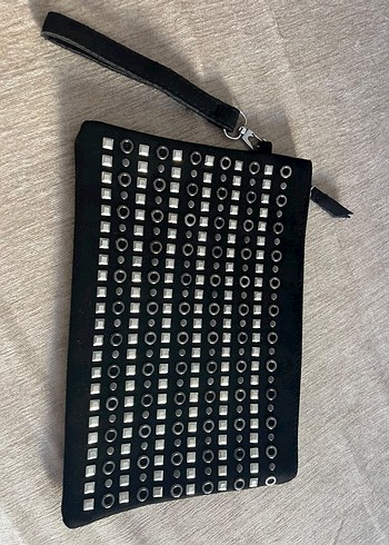 Siyah Süet Tokalı Kadın Portföy Çanta kıraç - Görsel 2